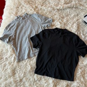 Lot of 2 short sleeve mock neck crop tops size 4